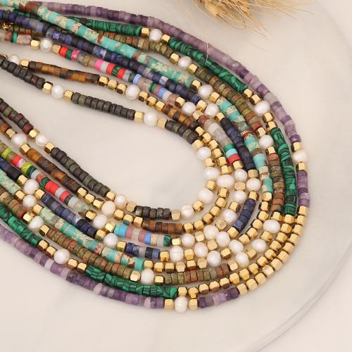 Natural Gemstone Necklace, Natural Stone, with Plastic Pearl & 304 Stainless Steel, fashion jewelry & different materials for choice & for woman, more colors for choice, Length:Approx 40 cm, Sold By PC