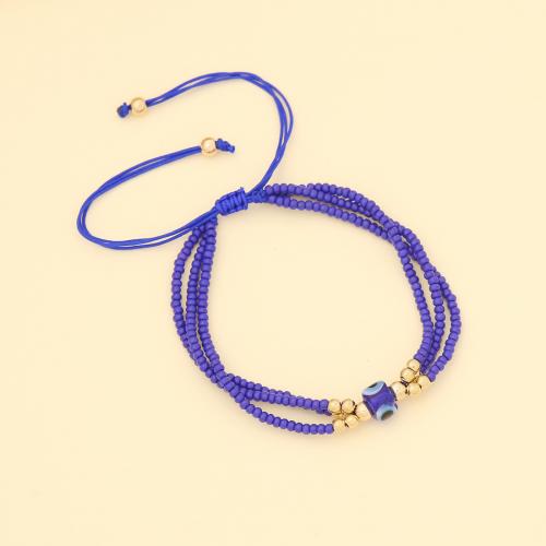 Evil Eye Jewelry Bracelet, Seedbead, three layers & Adjustable & for woman, more colors for choice, Length:Approx 30 cm, Sold By PC