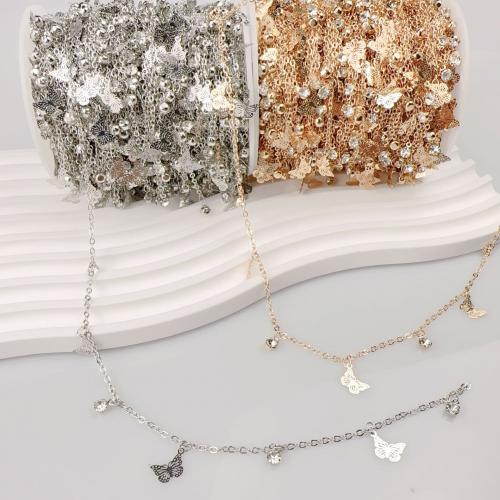 Brass Beading Chains Butterfly plated DIY & with rhinestone nickel lead & cadmium free Sold By m