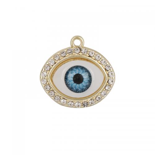 Evil Eye Pendants Zinc Alloy gold color plated DIY & enamel & with rhinestone nickel lead & cadmium free Sold By Bag