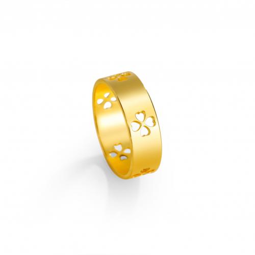 Titantium Steel δάχτυλο του δακτυλίου, Titanium Steel, Four Leaf Clover, επιχρυσωμένο, κοσμήματα μόδας & διαφορετικό μέγεθος για την επιλογή & για τη γυναίκα, περισσότερα χρώματα για την επιλογή, Sold Με PC