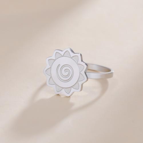 Titanium Steel Finger Ring Flower plated fashion jewelry & for woman Sold By PC