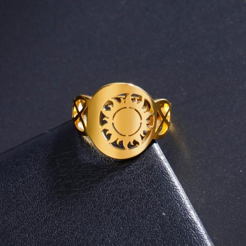 Titanium Čelik Finger Ring, Krug, pozlaćen, modni nakit & različite veličine za izbor & za žene & šupalj, više boja za izbor, Prodano By PC
