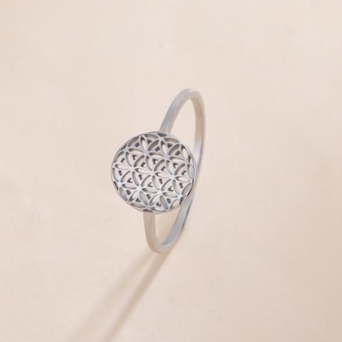 Titanium Steel Finger Ring Round plated fashion jewelry & for woman & hollow Sold By PC