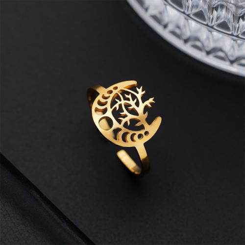 Titanium Steel Finger Ring Tree plated fashion jewelry & hollow inner ~20mm Sold By PC