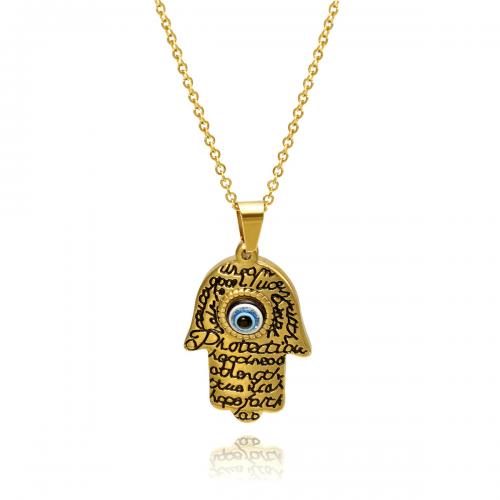 Evil Eye Jewelry Necklace 304 Stainless Steel with 5CM extender chain Hand plated fashion jewelry & for woman & enamel 30mm Length 45 cm Sold By PC