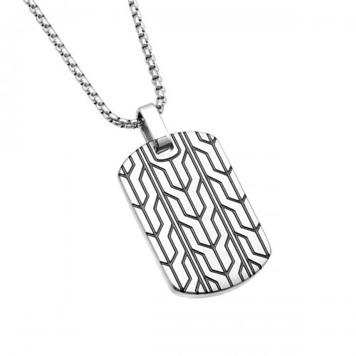 Titanstahl Halskette, Quadrat, plattiert, Modeschmuck & für den Menschen, keine, 20x30mm, Länge:60 cm, verkauft von PC