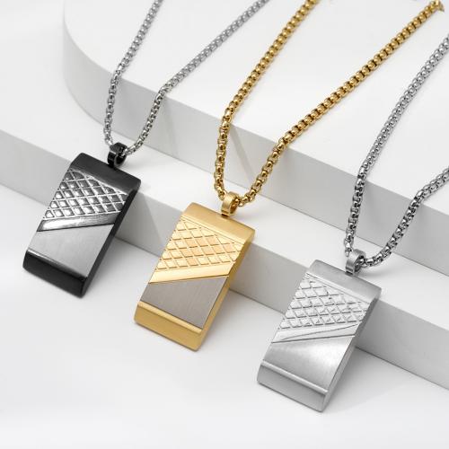 Stainless Steel Sweater Chain Necklace, 304 Stainless Steel, Square, plated, fashion jewelry & for man, more colors for choice, 18x31mm, Length:60 cm, Sold By PC