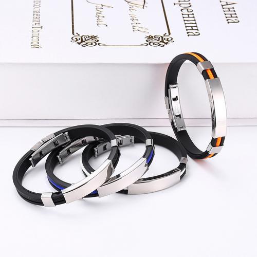Silicone Bracelets 304 Stainless Steel with Silicone plated fashion jewelry Length 21 cm Sold By PC
