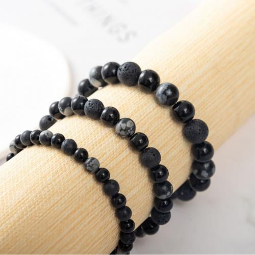 Gemstone Bracelets, Lava, fashion jewelry & different size for choice, black, Length:19 cm, Sold By PC