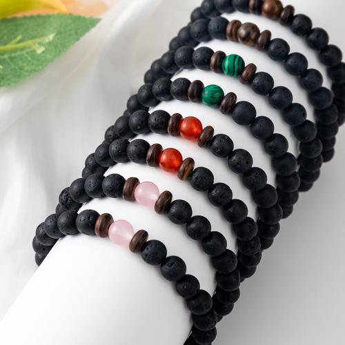 Gemstone Bracelets, Lava, with Natural Stone, fashion jewelry & different materials for choice, more colors for choice, Length:19 cm, Sold By PC