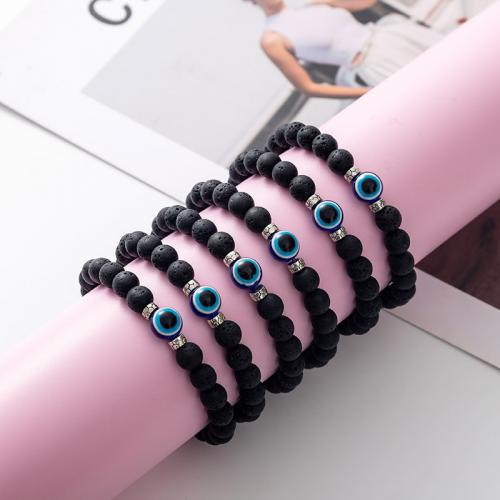 Gemstone Bracelets Lava with Zinc Alloy fashion jewelry & Unisex Length 18.5 cm Sold By PC