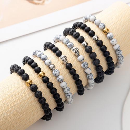 Gemstone Bracelets, Natural Stone, with Tibetan Style, fashion jewelry & different materials for choice & Unisex, more colors for choice, Length:18.5 cm, Sold By PC