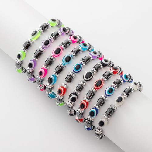 Evil Eye Jewelry Bracelet, Resin, with Hematite & Plastic, fashion jewelry & Unisex, more colors for choice, Length:18.5 cm, Sold By PC