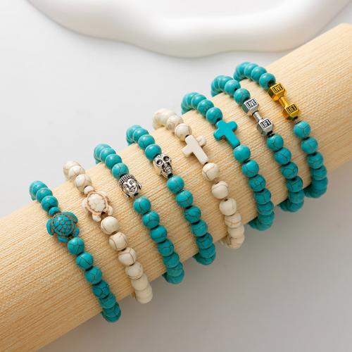 Gemstone Bracelets Natural Stone with Zinc Alloy fashion jewelry & Unisex Length 18.5 cm Sold By PC
