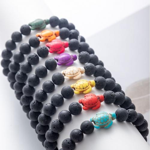 Gemstone Bracelets, Lava, fashion jewelry & Unisex, more colors for choice, Length:19 cm, Sold By PC