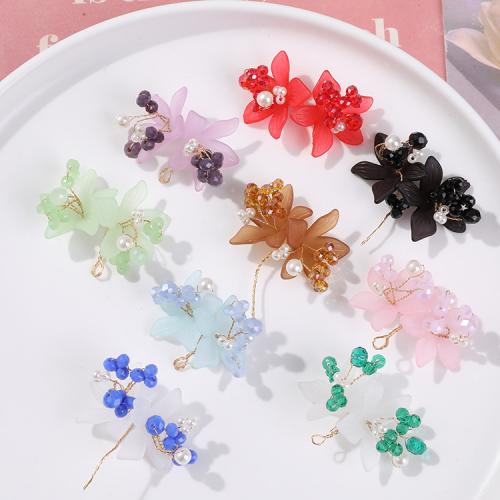 Hair Accessories DIY Findings, Lampwork, with ABS Plastic Pearl & Crystal, Flower, more colors for choice, 46x35mm, Sold By PC