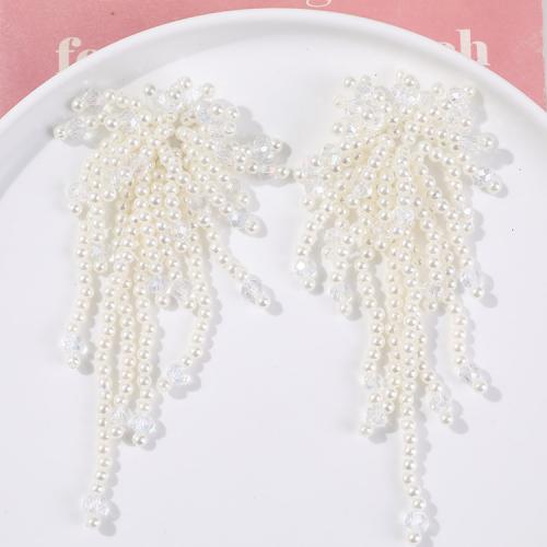 Hair Accessories DIY Findings, ABS Plastic Pearl, with Crystal, white, 115x40mm, Sold By PC
