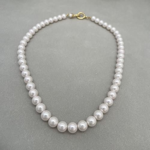 Plastične biserna ogrlica, Plastična Pearl, s Mesing, ručno izrađen, modni nakit & za žene, bijel, nikal, olovo i kadmij besplatno, Dužina Približno 40.5 cm, Prodano By PC