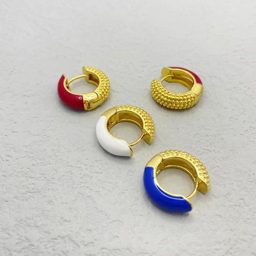 Messing Leverback Ohrring, 18K vergoldet, Modeschmuck & für Frau & Emaille, keine, frei von Nickel, Blei & Kadmium, 20x19mm, verkauft von Paar