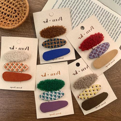 Hair Snap Clips, Tibetan Style, with Plush, handmade, Girl, more colors for choice, nickel, lead & cadmium free, 65x25mm, Approx 3PCs/Lot, Sold By Lot