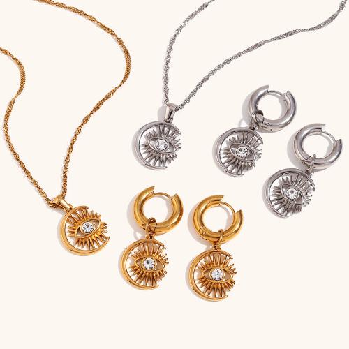 Rhinestone Stainless Steel Jewelry Set, 316L Stainless Steel, Vacuum Ion Plating, different styles for choice & for woman & with rhinestone, more colors for choice, Sold By PC