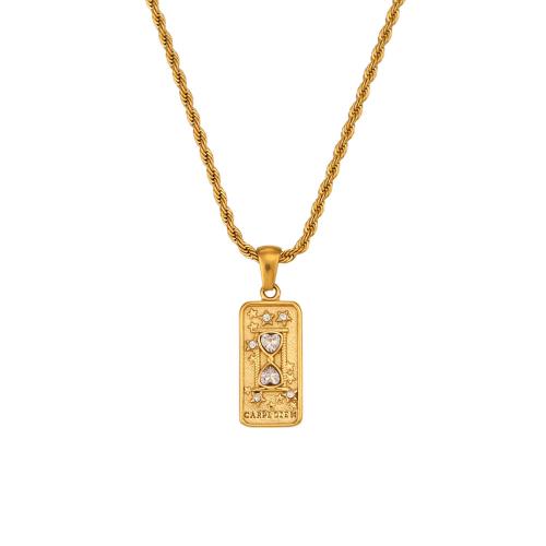 Edelstahl Schmuck Halskette, 316 L Edelstahl, verschiedene Stile für Wahl & Micro pave Zirkonia & für Frau, goldfarben, verkauft von PC