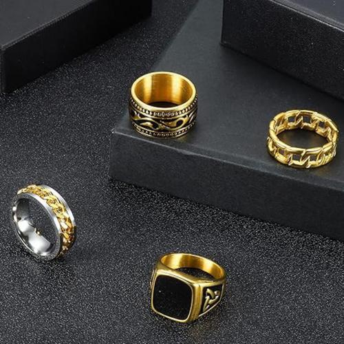 Edelstahl Ringe, 304 Edelstahl, 4 Stück & Modeschmuck & verschiedene Größen vorhanden & für den Menschen, frei von Nickel, Blei & Kadmium, Width 8mm,Thickness 2mm, 4PCs/setzen, verkauft von setzen