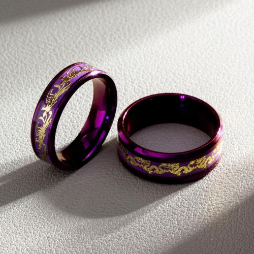 Ring Finger ze stali nierdzewnej, Stal nierdzewna 304, biżuteria moda & dla obu płci & różnej wielkości do wyboru & różne style do wyboru, fioletowy, bez zawartości niklu, ołowiu i kadmu, sprzedane przez PC