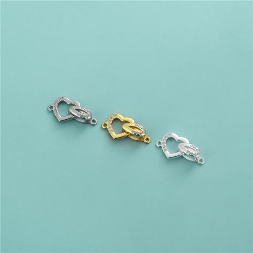 925 Sterling Silver Bracelet Findings Heart plated DIY & with rhinestone Approx 1.1mm Sold By PC