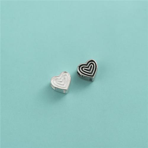 Perles en argent sterling 925, coeur, DIY, plus de couleurs à choisir, 6.90x6.20mm, Trou:Environ 1.5mm, Vendu par PC
