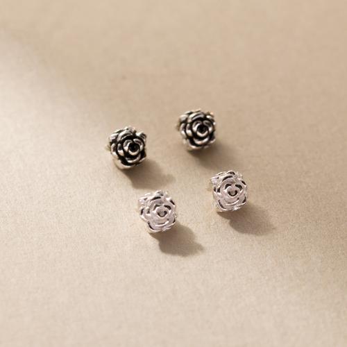 Perles en argent sterling 925, Rose, DIY, plus de couleurs à choisir, 4.50x4.50mm, Trou:Environ 1.2mm, Vendu par PC