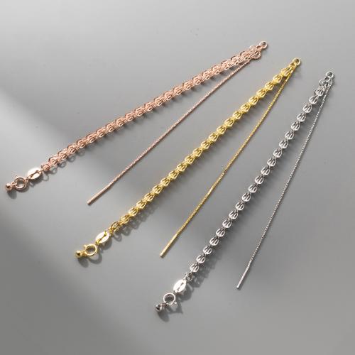 925 Sterling Silver Bracelet Findings, plated, DIY & adjustable & box chain, more colors for choice, Length:205 mm, Sold By PC