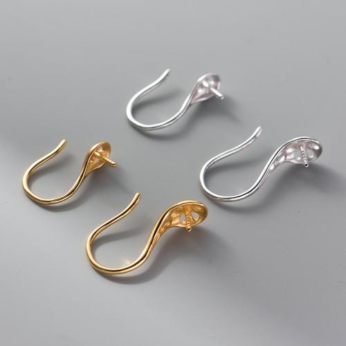 925 Sterling Silver Hook Earwire plated DIY & hollow Sold By Pair