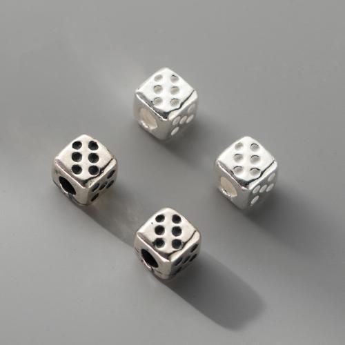 Perles en argent sterling 925, cubesdé à jouer, DIY, plus de couleurs à choisir, 6.50x6.50x7mm, Trou:Environ 3mm, Vendu par PC