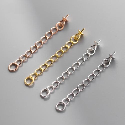 925 Sterling Silver Extender Chain plated DIY Length 30 mm Sold By PC