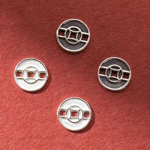 Conectores de Plata de Ley 925 , Moneda de Antiguo Chino, Bricolaje & hueco, más colores para la opción, 10x1mm, agujero:aproximado 1.7mm, Vendido por UD