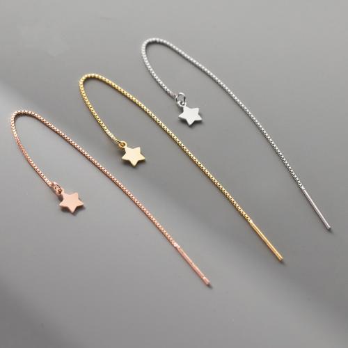 925 Sterling Silver Earring Drop Findings Star plated DIY & box chain Sold By Pair