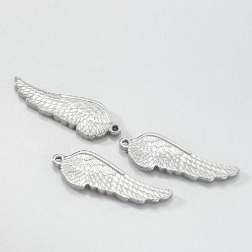 Stainless Steel Pendants, 304 Stainless Steel, Wing Shape, DIY & machine polishing, original color, nickel, lead & cadmium free, 39.50x13.10x3.50mm, Sold By PC