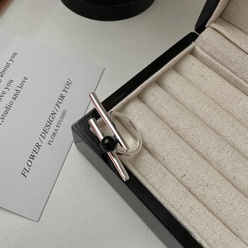 Solidny srebrny pierścień, 925 Srebro, ze Agat czarny, obyty, Regulowane & biżuteria moda & dla kobiety, bez zawartości niklu, ołowiu i kadmu, 17.50mm, sprzedane przez PC