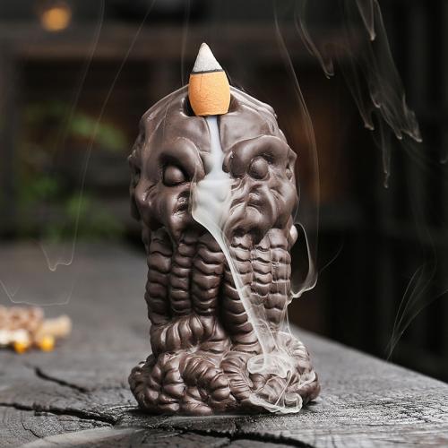 Backflow Incense Burner, Purple Clay, half handmade, for home and office & durable, 72x84x119mm, Sold By PC