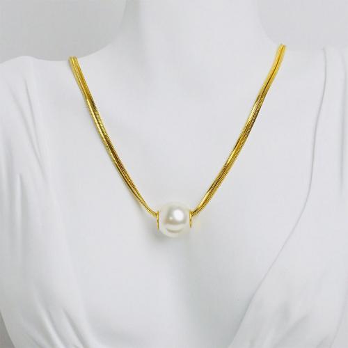 Pullover Kette Halskette, Titanstahl, mit Kunststoff Perlen, mit Verlängerungskettchen von 1.97inch, Modeschmuck & für Frau, frei von Nickel, Blei & Kadmium, Länge ca. 15.75 ZollInch, verkauft von PC