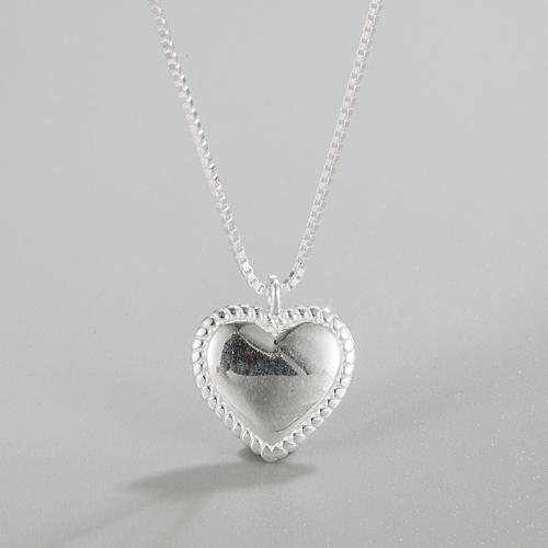 925 Sterling Silver Necklaces with 1.97inch extender chain Heart fashion jewelry & for woman nickel lead & cadmium free Length Approx 15.75 Inch Sold By PC