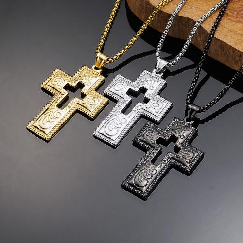 Titanium Steel Necklace, Cross, fashion jewelry & for man, more colors for choice, Length:Approx 60 cm, Sold By PC