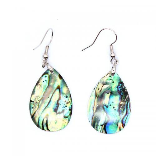 Shell Earrings, Abalone Shell, with Brass, Teardrop, silver color plated, fashion jewelry & for woman, 30x20mm, Sold By Pair