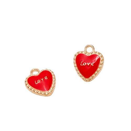 Zinc Alloy Enamel Pendants Heart gold color plated DIY nickel lead & cadmium free Approx Sold By Bag