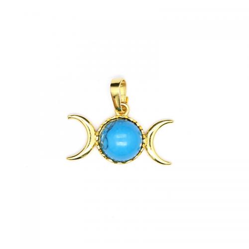 Gemstone Pendants Jewelry Natural Stone with Brass Flower gold color plated DIY Sold By PC
