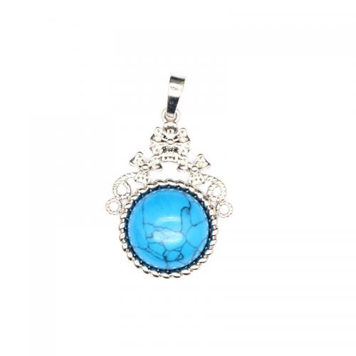 Gemstone Pendants Jewelry Natural Stone with Brass silver color plated DIY Sold By PC