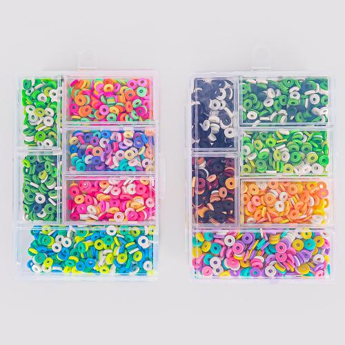 Polymer Clay Beads, with Plastic Box, Rectangle, DIY, more colors for choice, 120x25x85mm, 2200PCs/Box, Sold By Box