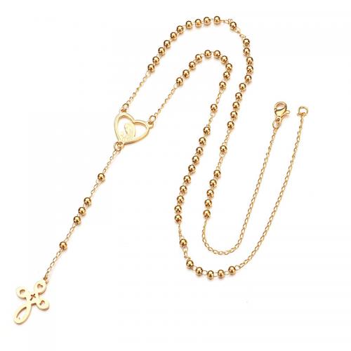 Titanium Steel Necklace, Heart, gold color plated, fashion jewelry & for woman & hollow, more colors for choice, Length:52 cm, Sold By PC
